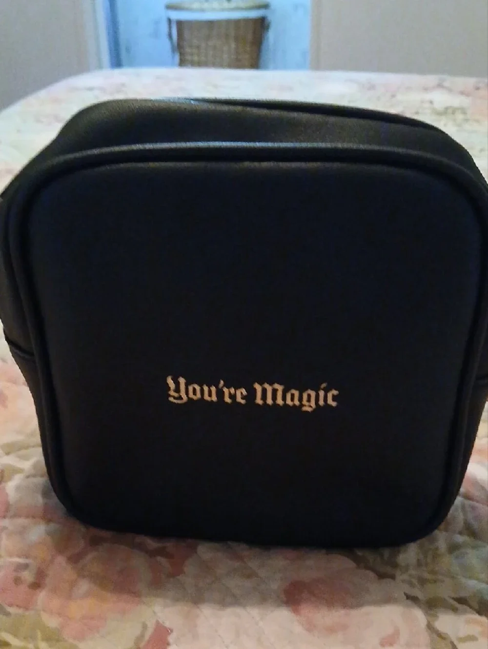 ipsy Black Cosmetic Pouch with Gold Beauty Motif